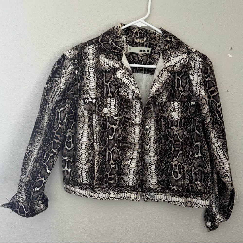 Jean Jacket Snake Print Topshop